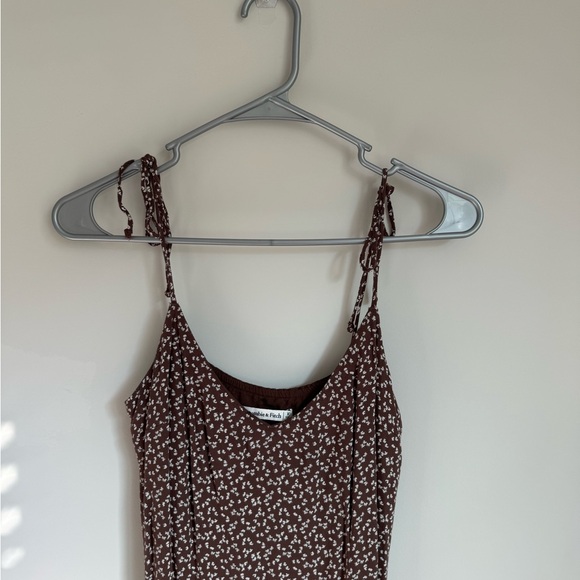 Abercrombie Brown Floral Midi Split Dress - Picture 3 of 5